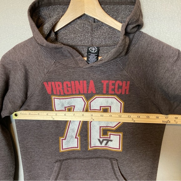 VIRGINIA TECH WOMEN'S HOODIE SWEATSHIRT, SZ- SM, BROWN w/LETTERING & EMBLEM - Picture 4 of 9